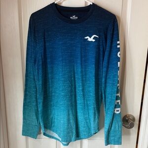 Hollister Teal to Navy Gradient Long Sleeve Tee